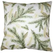 Clayre & Eef Kussenhoes 45x45 cm Groen Wit Polyester Dennenappels Sierkussenhoes Groen Sierkussenhoes