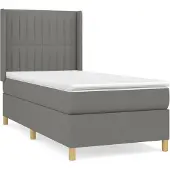 vidaXL Boxspringbed met matras, donkergrijs, 90x190 cm, gestoffeerd
