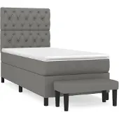 vidaXL Boxspring met matras stof donkergrijs 80x200 cm