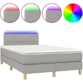 vidaXL Boxspring met matras en LED stof lichtgrijs 120x200 cm
