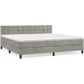 vidaXL Boxspring met matras fluweel lichtgrijs 200x200 cm