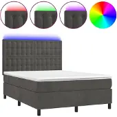 vidaXL Boxspring met matras en LED fluweel donkergrijs 140x190 cm