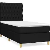 vidaXL Boxspring met matras stof zwart 100x200 cm