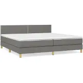 vidaXL Boxspring met matras stof donkergrijs 200x200 cm