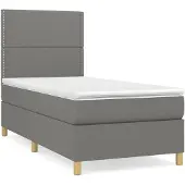 vidaXL Boxspring met matras stof donkergrijs 100x200 cm