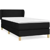 vidaXL Boxspring met matras stof zwart 90x200 cm