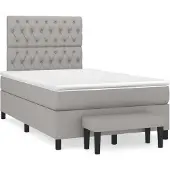 vidaXL Boxspring met matras stof lichtgrijs 120x200 cm