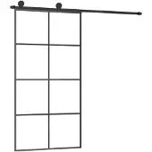 vidaXL Schuifdeur met beslag 102,5x205 cm ESG-glas en aluminium