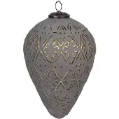 Clayre & Eef Kerstbal 21 cm Grijs Glas Kerstboomversiering Grijs Kerstboomversiering