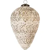 Clayre & Eef Kerstbal 21 cm Wit Glas Kerstboomversiering Wit Kerstboomversiering
