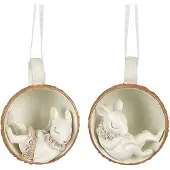 Clayre & Eef Hanger Muis set van 2 10x7x6 cm Beige Polyresin Beige