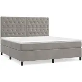 vidaXL Boxspring met matras fluweel lichtgrijs 160x200 cm