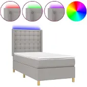 vidaXL Boxspringbed met matras en LED-verlichting, lichtgrijs, 100x200 cm, stof