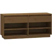 vidaXL Schoenenkast 110x34x52 cm massief grenenhout honingbruin