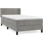vidaXL Boxspring met matras fluweel lichtgrijs 100x200 cm