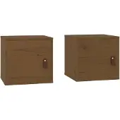 vidaXL Wandkasten 2 st 31,5x30x30 cm massief grenenhout honingbruin