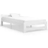 vidaXL Bedframe massief grenenhout wit 100x200 cm