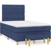 vidaXL Boxspring met matras stof blauw 120x200 cm
