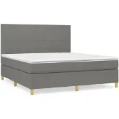 vidaXL Boxspring met matras stof donkergrijs 160x200 cm