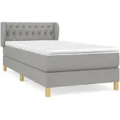 vidaXL Boxspring met matras stof lichtgrijs 100x200 cm