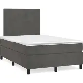 vidaXL Boxspring met matras fluweel donkergrijs 120x200 cm
