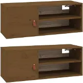 vidaXL Wandkasten 2 st 80x30x30 cm massief grenenhout honingbruin