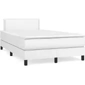 vidaXL Boxspring met matras kunstleer wit 120x200 cm