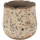 Clayre & Eef Bloempot Ø 21x19 cm Beige Keramiek Bloemen Bloempot Binnen Beige Bloempot Binnen