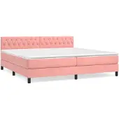 vidaXL Boxspring met matras fluweel roze 200x200 cm