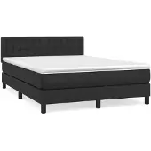 vidaXL Boxspring met matras kunstleer zwart 140x190 cm