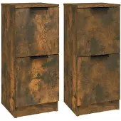 vidaXL Dressoirs 2 st 30x30x70 cm bewerkt hout gerookt eikenkleurig