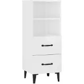 vidaXL Dressoir 34,5x34x90 cm bewerkt hout hoogglans wit
