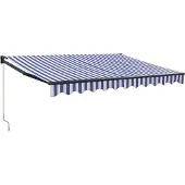 vidaXL Luifel uittrekbaar 3x2,5 m stof en aluminium blauw en wit