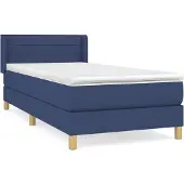 vidaXL Boxspring met matras stof blauw 90x200 cm