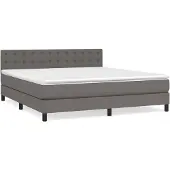 vidaXL Boxspring met matras kunstleer grijs 180x200 cm
