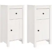 vidaXL Dressoirs 2 st 40x35x80 cm massief grenenhout wit