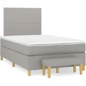 vidaXL Boxspring met matras stof lichtgrijs 120x200 cm
