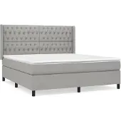 vidaXL Boxspring met matras stof lichtgrijs 180x200 cm