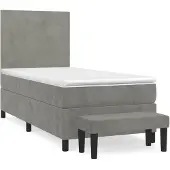 vidaXL Boxspring met matras fluweel lichtgrijs 90x190 cm