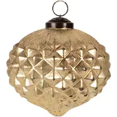 Clayre & Eef Kerstbal Ø 10x10 cm Goudkleurig Glas Kerstboomversiering Goudkleurig Kerstboomversiering