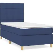 vidaXL Boxspring met matras stof blauw 80x200 cm