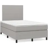vidaXL Boxspring met matras stof lichtgrijs 120x200 cm