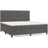 vidaXL Boxspring met matras fluweel donkergrijs 200x200 cm