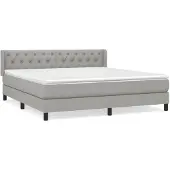 vidaXL Boxspring met matras stof lichtgrijs 160x200 cm