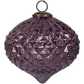 Clayre & Eef Kerstbal Ø 13x11 cm Paars Glas Kerstboomversiering Paars Kerstboomversiering