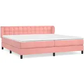 vidaXL Boxspring met matras fluweel roze 200x200 cm
