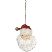 Clayre & Eef Kersthanger Kerstman 8x5x12 cm Wit Polyresin Kerstboomversiering Wit Kerstboomversiering