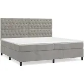 vidaXL Boxspring met matras fluweel lichtgrijs 200x200 cm