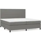vidaXL Boxspring met matras stof donkergrijs 200x200 cm