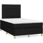 vidaXL Boxspring met matras stof zwart 120x200 cm